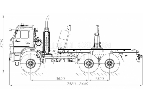 Лесовозный автопоезд: лесовозный тягач КамАЗ-43118 с прицепом-роспуском 9047L (Код модели: 4504)