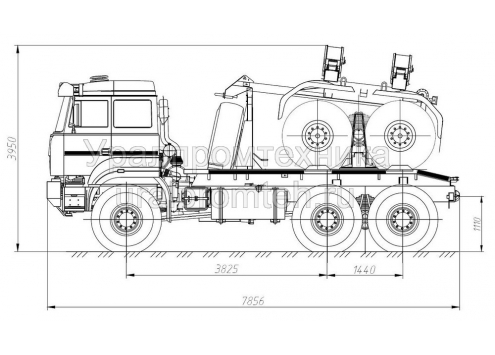Трубоплетевозный автопоезд: автомобиль-тягач Урал-6370 с прицепом-роспуском 904706 (Код модели: 4203)